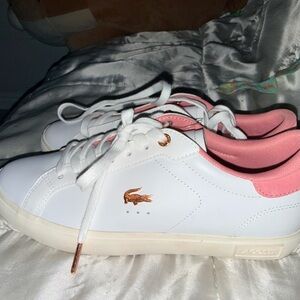 Lacoste womans and Pink Sneakers with Gold Accents